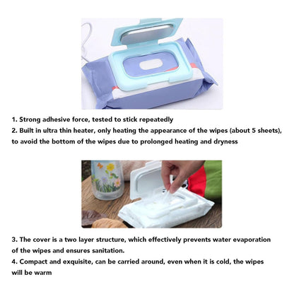 Baby Wet Wipes Warmer, USB Wipes Heater, Constant Temperature Portable Large Capacity Paper Dispenser, Fast and Even Heating for Home and Car (Roseate)