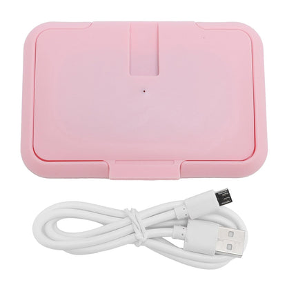Baby Wet Wipes Warmer, USB Wipes Heater, Constant Temperature Portable Large Capacity Paper Dispenser, Fast and Even Heating for Home and Car (Roseate)