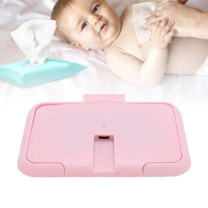 Baby Wet Wipes Warmer, USB Wipes Heater, Constant Temperature Portable Large Capacity Paper Dispenser, Fast and Even Heating for Home and Car (Roseate)