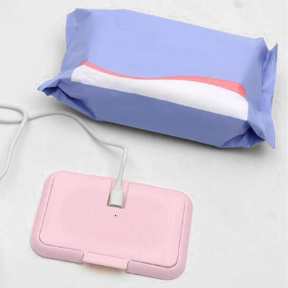 Baby Wet Wipes Warmer, USB Wipes Heater, Constant Temperature Portable Large Capacity Paper Dispenser, Fast and Even Heating for Home and Car (Roseate)