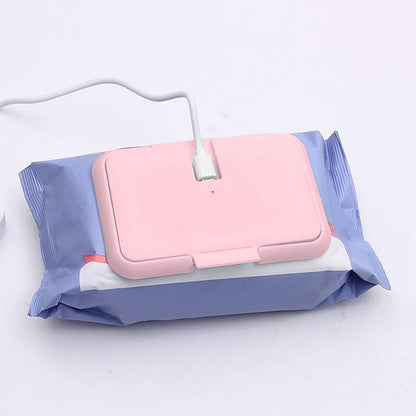 Baby Wet Wipes Warmer, USB Wipes Heater, Constant Temperature Portable Large Capacity Paper Dispenser, Fast and Even Heating for Home and Car (Roseate)
