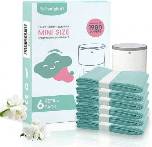 Diaper Pails Refills for De-k-or Mini, 30% Extra Thick Heavy Duty Leak-Proof Liners, Multi-Layer Odor Defense Film, Holds 1980 Diapers, Fresh Scented Baby Changing Essentials