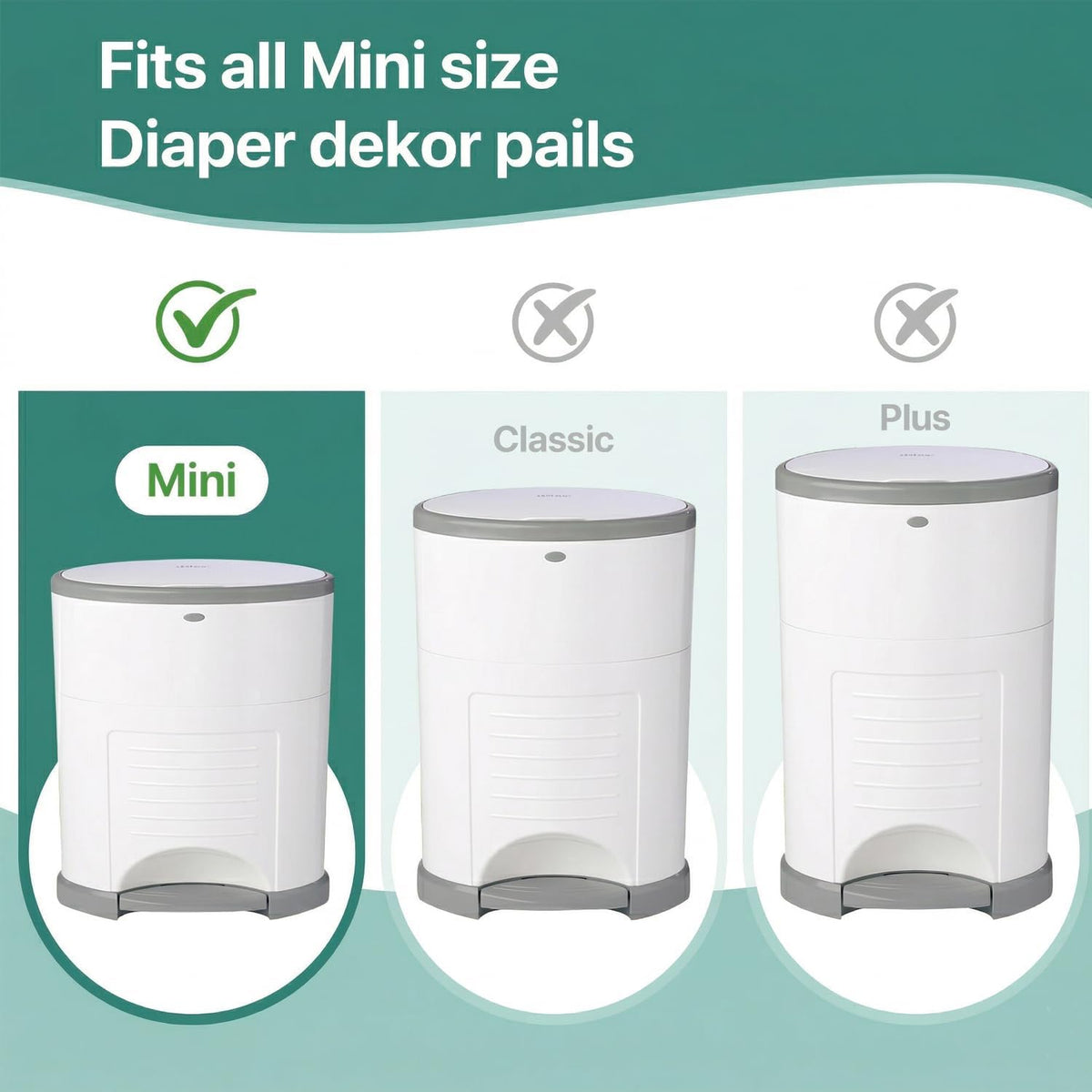 Diaper Pails Refills for De-k-or Mini, 30% Extra Thick Heavy Duty Leak-Proof Liners, Multi-Layer Odor Defense Film, Holds 1980 Diapers, Fresh Scented Baby Changing Essentials