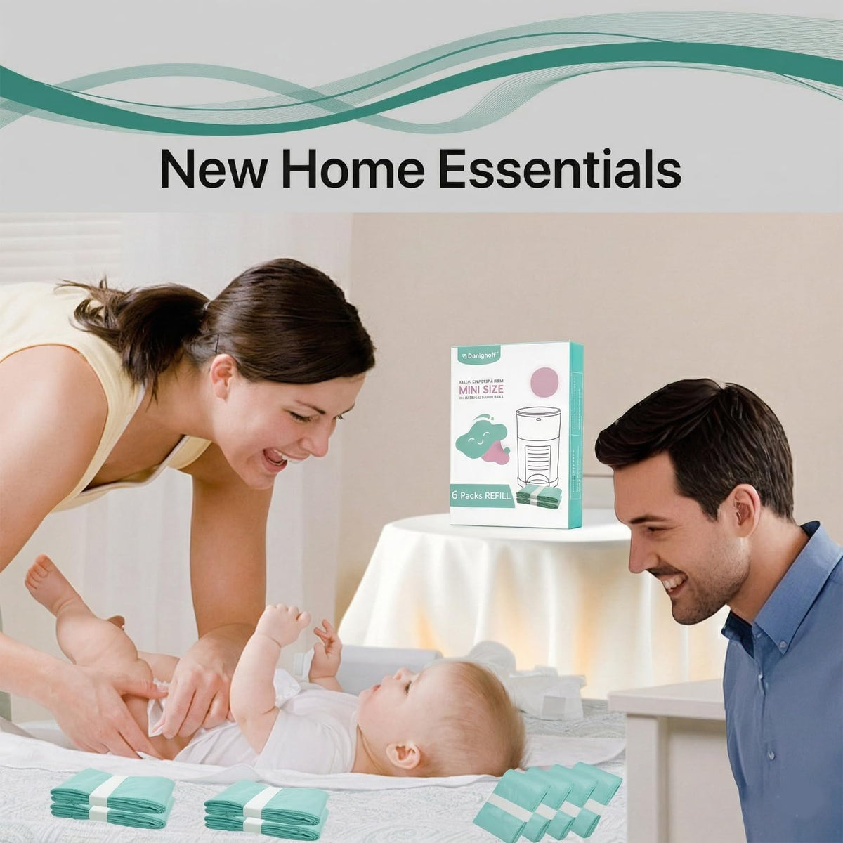 Diaper Pails Refills for De-k-or Mini, 30% Extra Thick Heavy Duty Leak-Proof Liners, Multi-Layer Odor Defense Film, Holds 1980 Diapers, Fresh Scented Baby Changing Essentials
