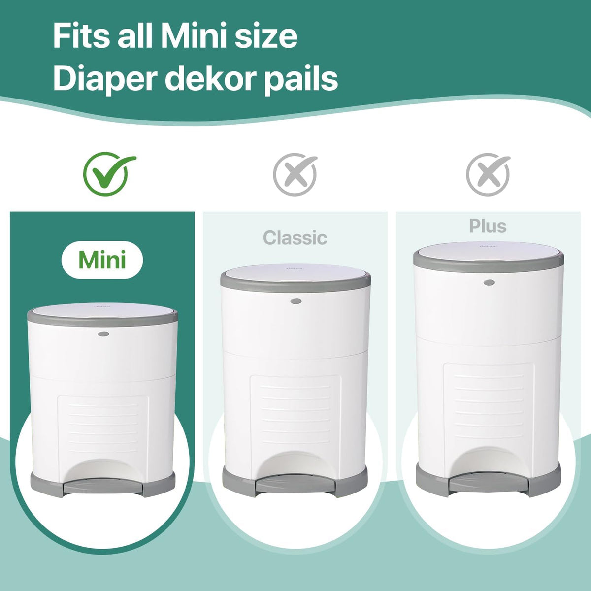 Diaper Pails Refills for De-k-or Mini, 30% Extra Thick Heavy Duty Leak-Proof Liners, Multi-Layer Odor Defense Film, Holds 1980 Diapers, Fresh Scented Baby Changing Essentials