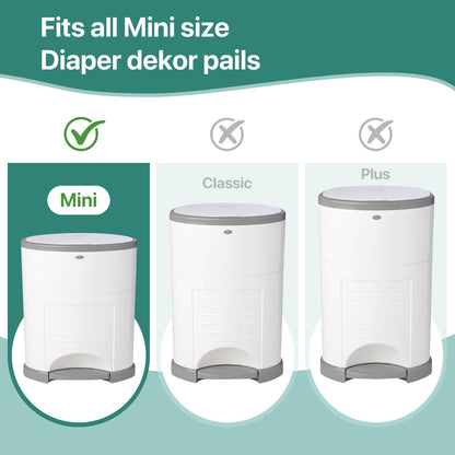 Diaper Pails Refills for De-k-or Mini, 30% Extra Thick Heavy Duty Leak-Proof Liners, Multi-Layer Odor Defense Film, Holds 1980 Diapers, Fresh Scented Baby Changing Essentials