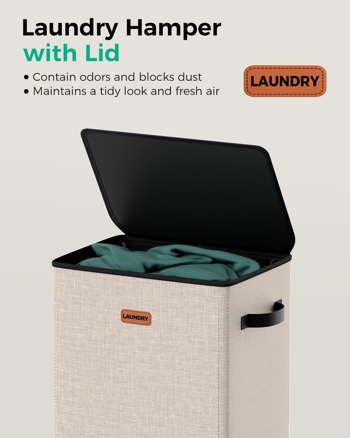150L Double Laundry Hamper with Lid – 2-Section Clothes Hamper with Removable Bag for Bathroom, Bedroom, Laundry Room & Dorm
