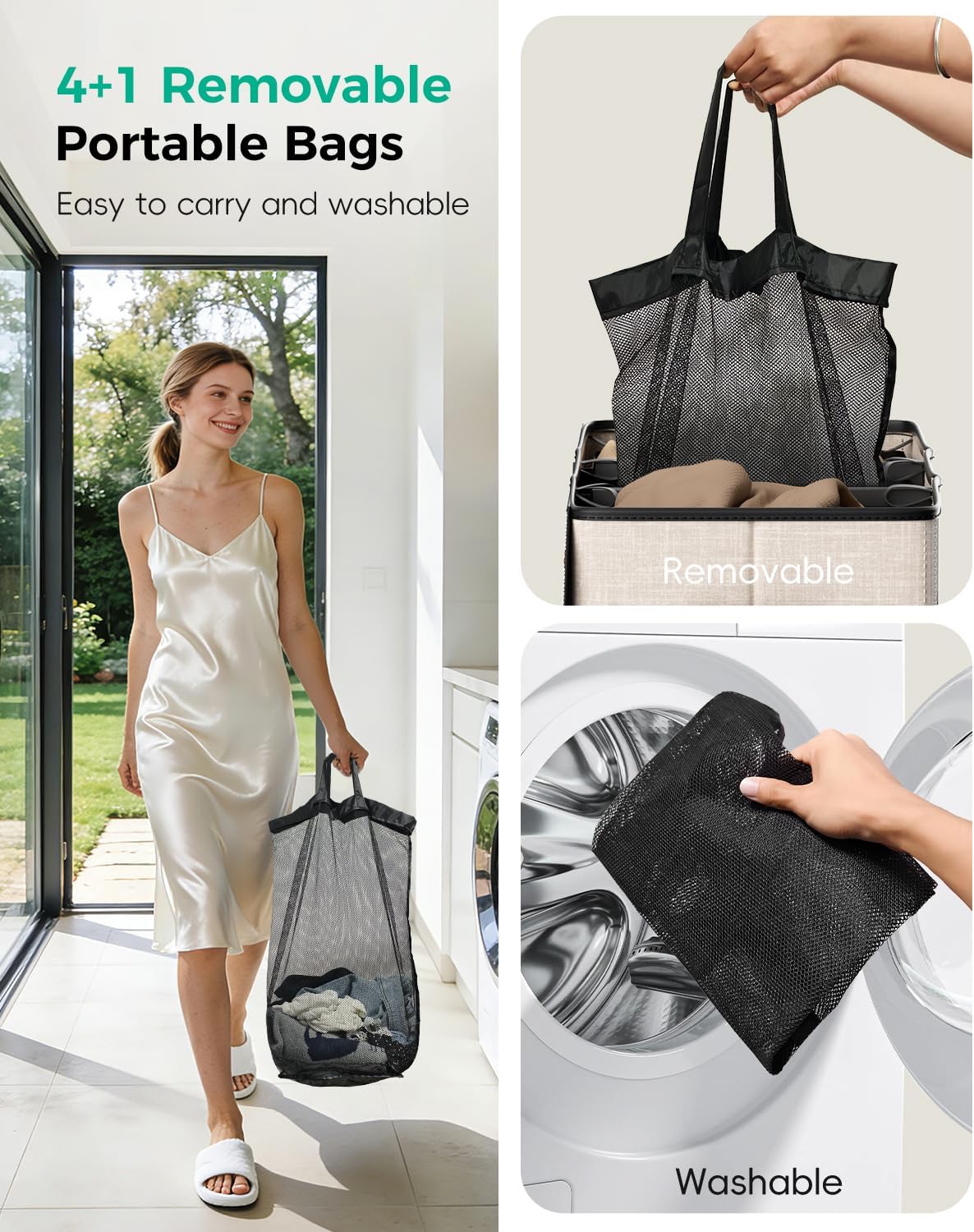 150L Double Laundry Hamper with Lid – 2-Section Clothes Hamper with Removable Bag for Bathroom, Bedroom, Laundry Room & Dorm