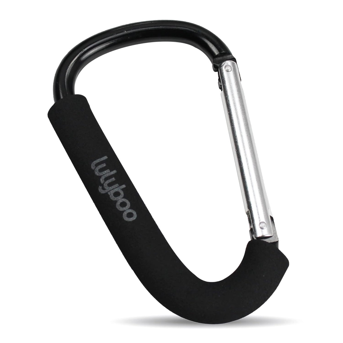 Multi-Use Metal Organizer Hook - Heavy-Duty Stroller, Diaper Bag & Purse Carabiner with Spring-Loaded Closure, EVA Grip, Black - Lightweight, Versatile, Holds Up to 99 lbs