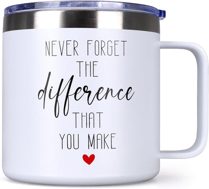 Inspirational Gifts for Women Insulated Travel Coffee Mug with Handle | Employee Appreciation Coworkers Female Gift Stainless Cup Positive Affirmation Gifts for Woman Tumbler Camping Mug with Lid