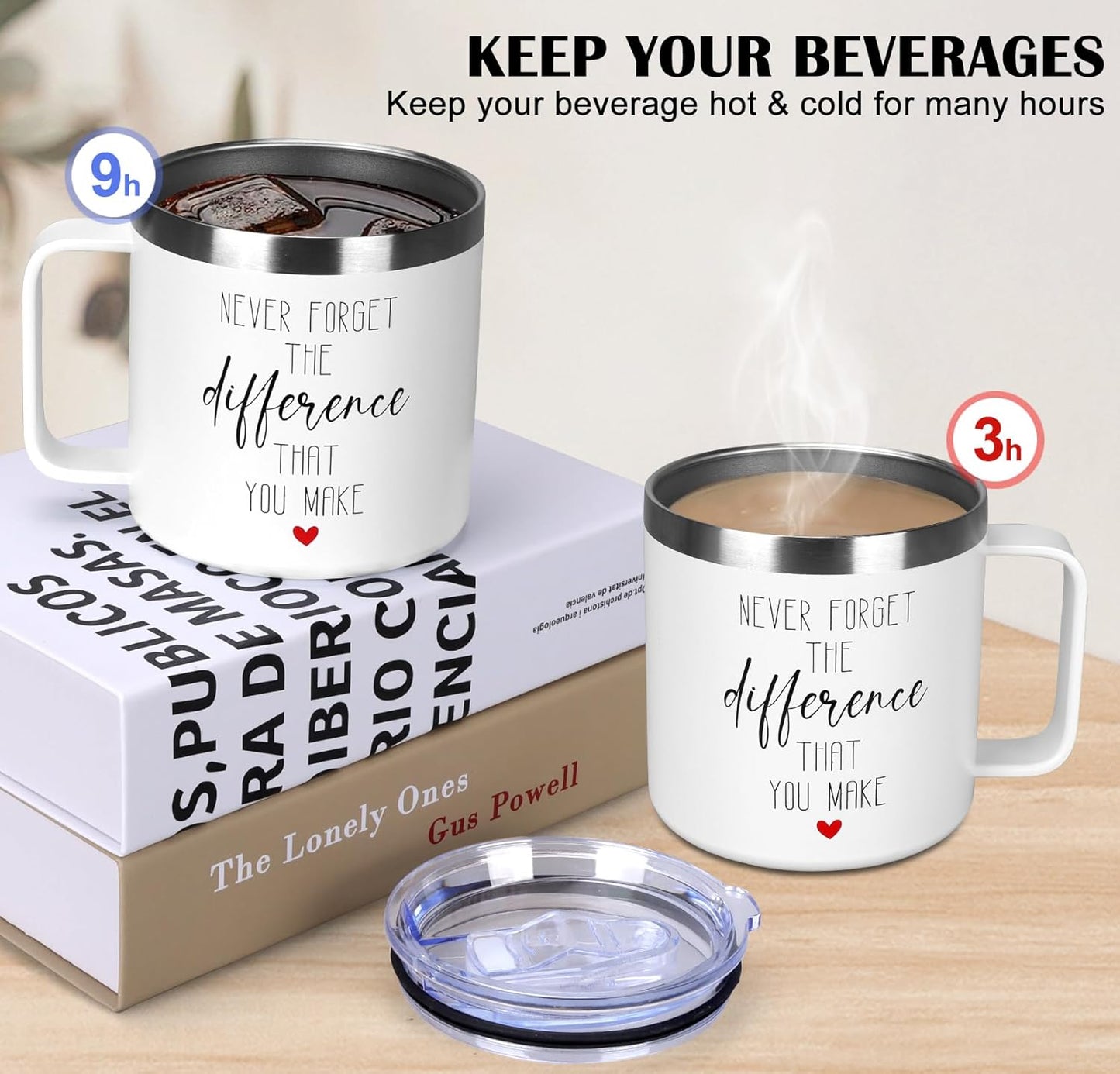 Inspirational Gifts for Women Insulated Travel Coffee Mug with Handle | Employee Appreciation Coworkers Female Gift Stainless Cup Positive Affirmation Gifts for Woman Tumbler Camping Mug with Lid
