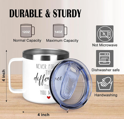 Inspirational Gifts for Women Insulated Travel Coffee Mug with Handle | Employee Appreciation Coworkers Female Gift Stainless Cup Positive Affirmation Gifts for Woman Tumbler Camping Mug with Lid