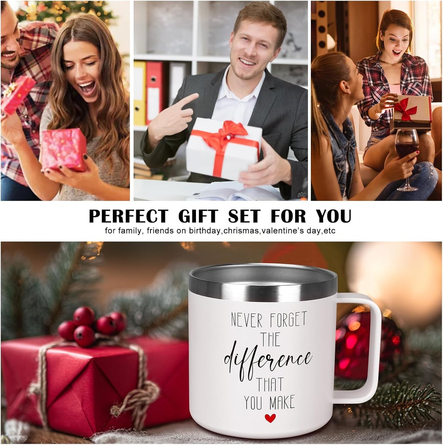 Inspirational Gifts for Women Insulated Travel Coffee Mug with Handle | Employee Appreciation Coworkers Female Gift Stainless Cup Positive Affirmation Gifts for Woman Tumbler Camping Mug with Lid