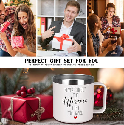 Inspirational Gifts for Women Insulated Travel Coffee Mug with Handle | Employee Appreciation Coworkers Female Gift Stainless Cup Positive Affirmation Gifts for Woman Tumbler Camping Mug with Lid