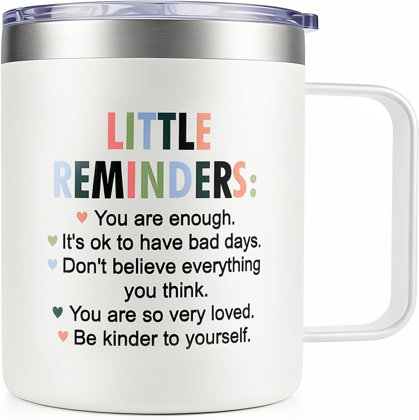 Inspirational Gifts for Women Insulated Travel Coffee Mug with Handle | Employee Appreciation Coworkers Female Gift Stainless Cup Positive Affirmation Gifts for Woman Tumbler Camping Mug with Lid