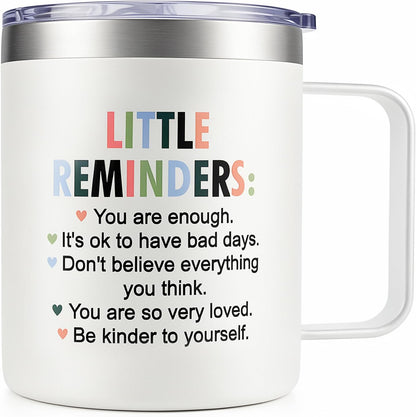 Inspirational Gifts for Women Insulated Travel Coffee Mug with Handle | Employee Appreciation Coworkers Female Gift Stainless Cup Positive Affirmation Gifts for Woman Tumbler Camping Mug with Lid