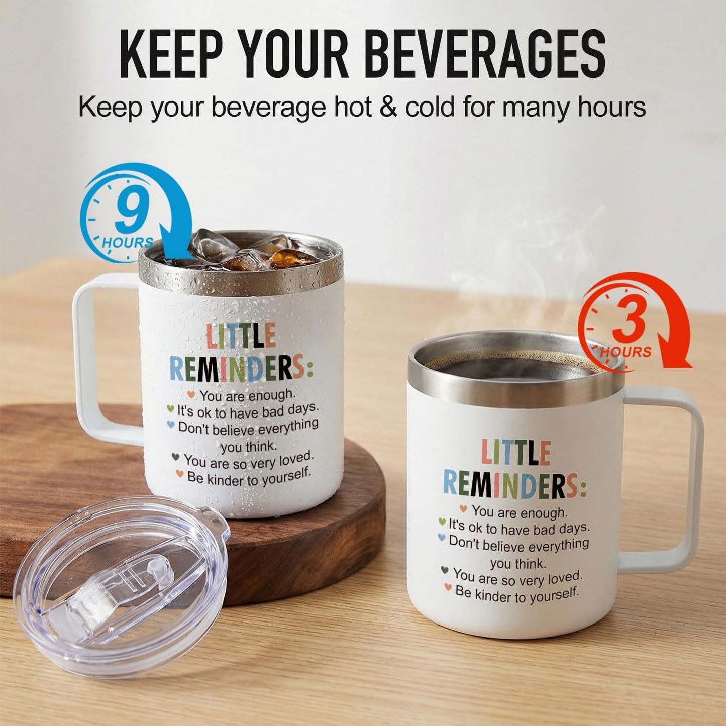 Inspirational Gifts for Women Insulated Travel Coffee Mug with Handle | Employee Appreciation Coworkers Female Gift Stainless Cup Positive Affirmation Gifts for Woman Tumbler Camping Mug with Lid