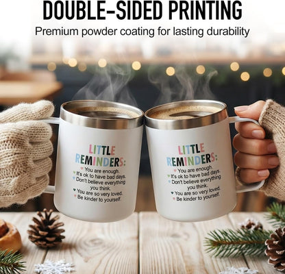 Inspirational Gifts for Women Insulated Travel Coffee Mug with Handle | Employee Appreciation Coworkers Female Gift Stainless Cup Positive Affirmation Gifts for Woman Tumbler Camping Mug with Lid