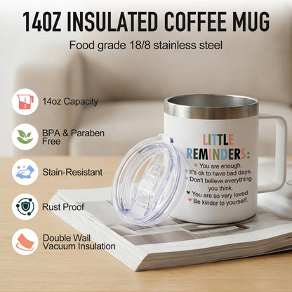 Inspirational Gifts for Women Insulated Travel Coffee Mug with Handle | Employee Appreciation Coworkers Female Gift Stainless Cup Positive Affirmation Gifts for Woman Tumbler Camping Mug with Lid