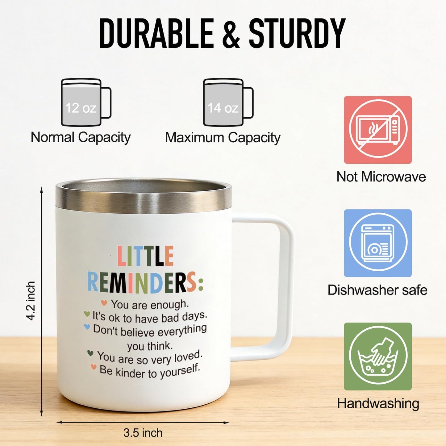Inspirational Gifts for Women Insulated Travel Coffee Mug with Handle | Employee Appreciation Coworkers Female Gift Stainless Cup Positive Affirmation Gifts for Woman Tumbler Camping Mug with Lid
