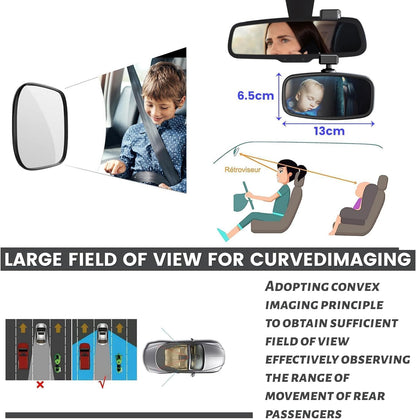 360° Baby Car Mirror, Shatterproof Rear-Facing Seat View