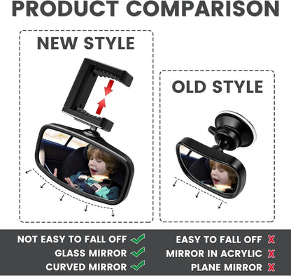 360° Baby Car Mirror, Shatterproof Rear-Facing Seat View