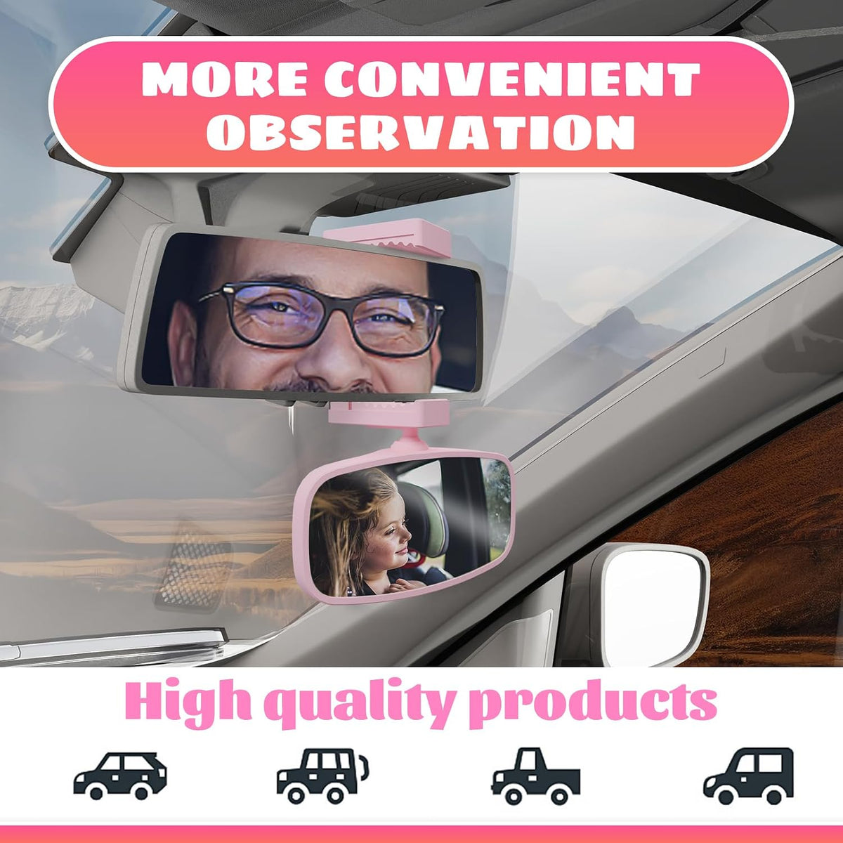 360° Baby Car Mirror, Shatterproof Rear-Facing Seat View