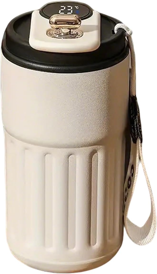 Smart Coffee Travel Mug with Temperature Display, Leak-Proof Portable Cup, 15 oz Stainless Steel Vacuum Insulated Tumbler, Touch Screen Digital Lid for Hot & Cold Drinks (Coffee Brown)