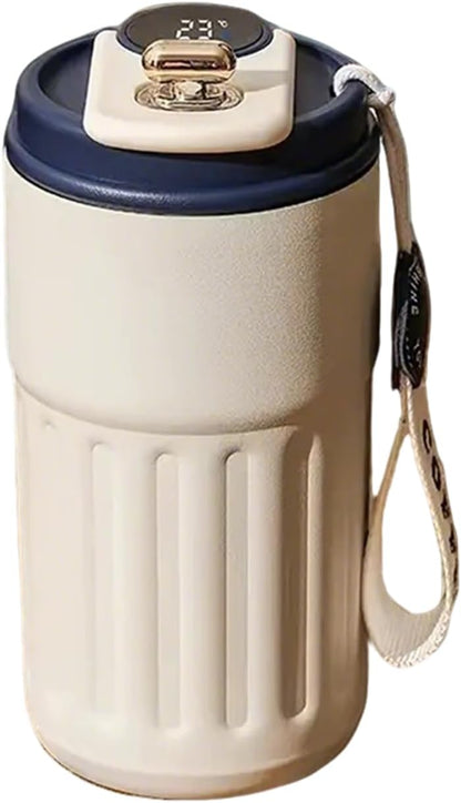 Smart Coffee Travel Mug with Temperature Display, Leak-Proof Portable Cup, 15 oz Stainless Steel Vacuum Insulated Tumbler, Touch Screen Digital Lid for Hot & Cold Drinks (Coffee Brown)