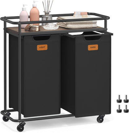 Laundry Sorter with Wheels, Portable Rolling Cart, 26.4 Gal.(100 L)