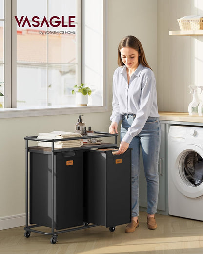 Laundry Sorter with Wheels, Portable Rolling Cart, 26.4 Gal.(100 L)