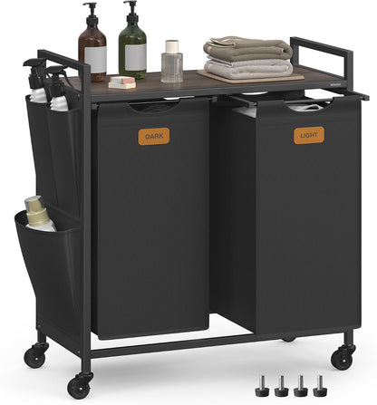 Laundry Sorter with Wheels, Portable Rolling Cart, 26.4 Gal.(100 L)