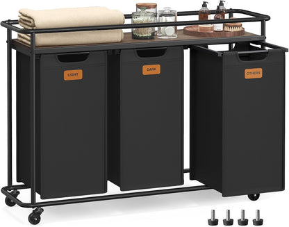 Laundry Sorter with Wheels, Portable Rolling Cart, 26.4 Gal.(100 L)