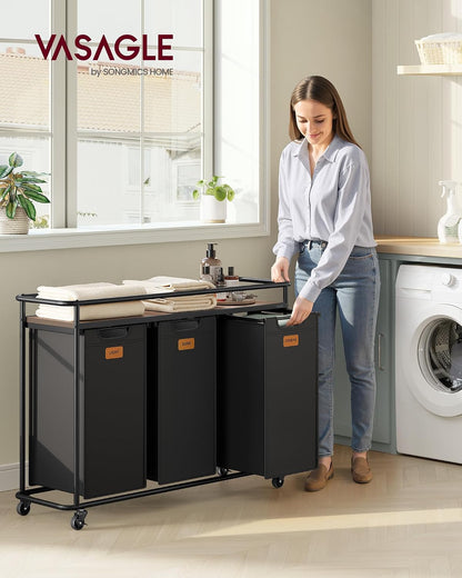 Laundry Sorter with Wheels, Portable Rolling Cart, 26.4 Gal.(100 L)