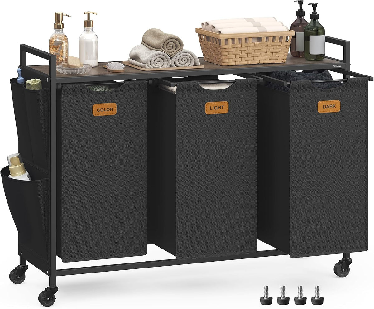 Laundry Sorter with Wheels, Portable Rolling Cart, 26.4 Gal.(100 L)