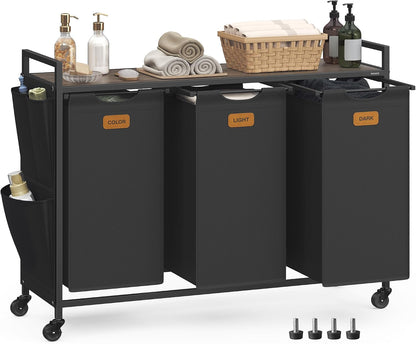 Laundry Sorter with Wheels, Portable Rolling Cart, 26.4 Gal.(100 L)