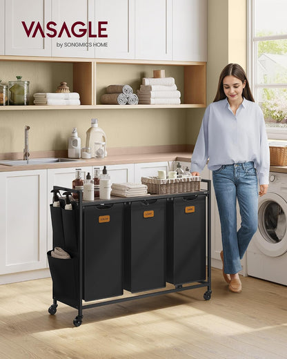 Laundry Sorter with Wheels, Portable Rolling Cart, 26.4 Gal.(100 L)