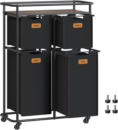 Laundry Sorter with Wheels, Portable Rolling Cart, 26.4 Gal.(100 L)