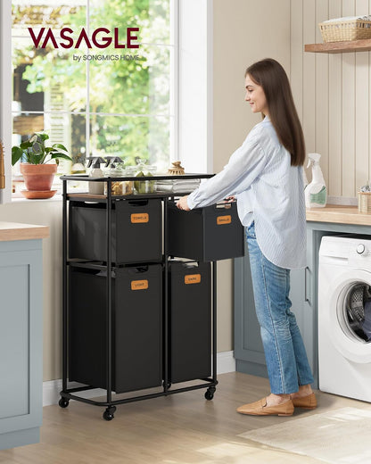 Laundry Sorter with Wheels, Portable Rolling Cart, 26.4 Gal.(100 L)