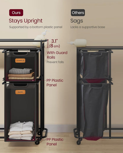 Laundry Sorter with Wheels, Portable Rolling Cart, 26.4 Gal.(100 L)