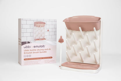 Ubbi Vertical Drying Rack, Baby Accessory, Space Saving Countertop with Cleaning Brush