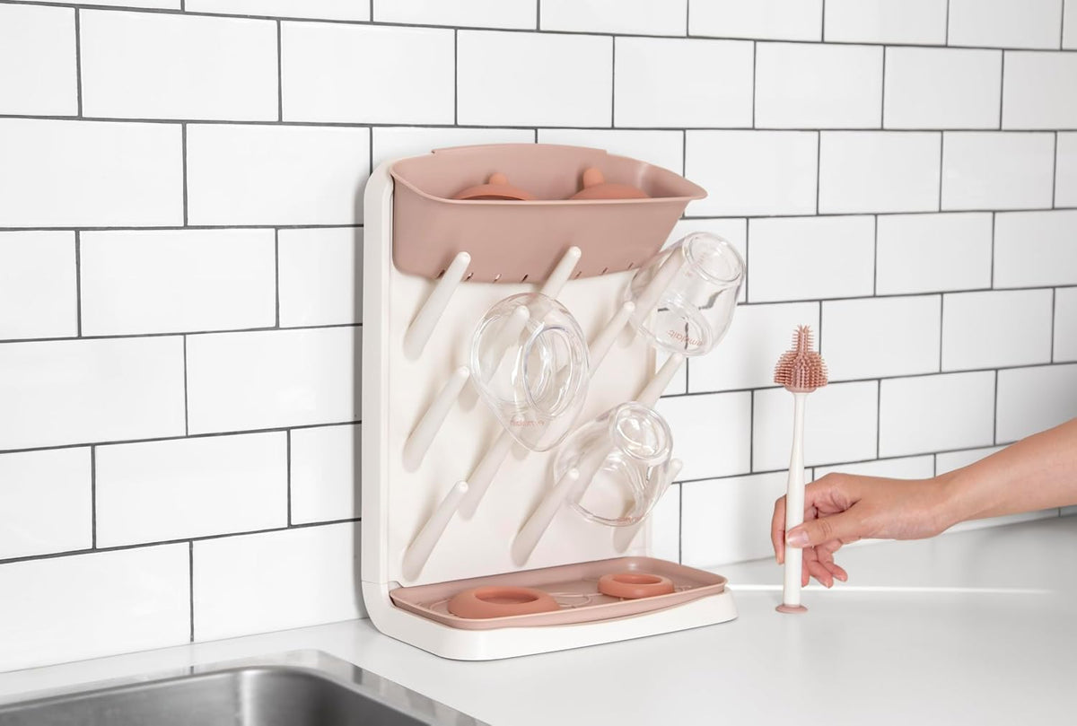 Ubbi Vertical Drying Rack, Baby Accessory, Space Saving Countertop with Cleaning Brush