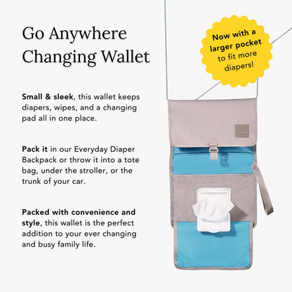 Baby Changing Wallet – Compact, Portable Diaper Changing Pad for Travel – Easy to Clean, Foldable Changing Mat – Must Have Diaper Bag Accessory for New Parents (Daybreak Taupe)
