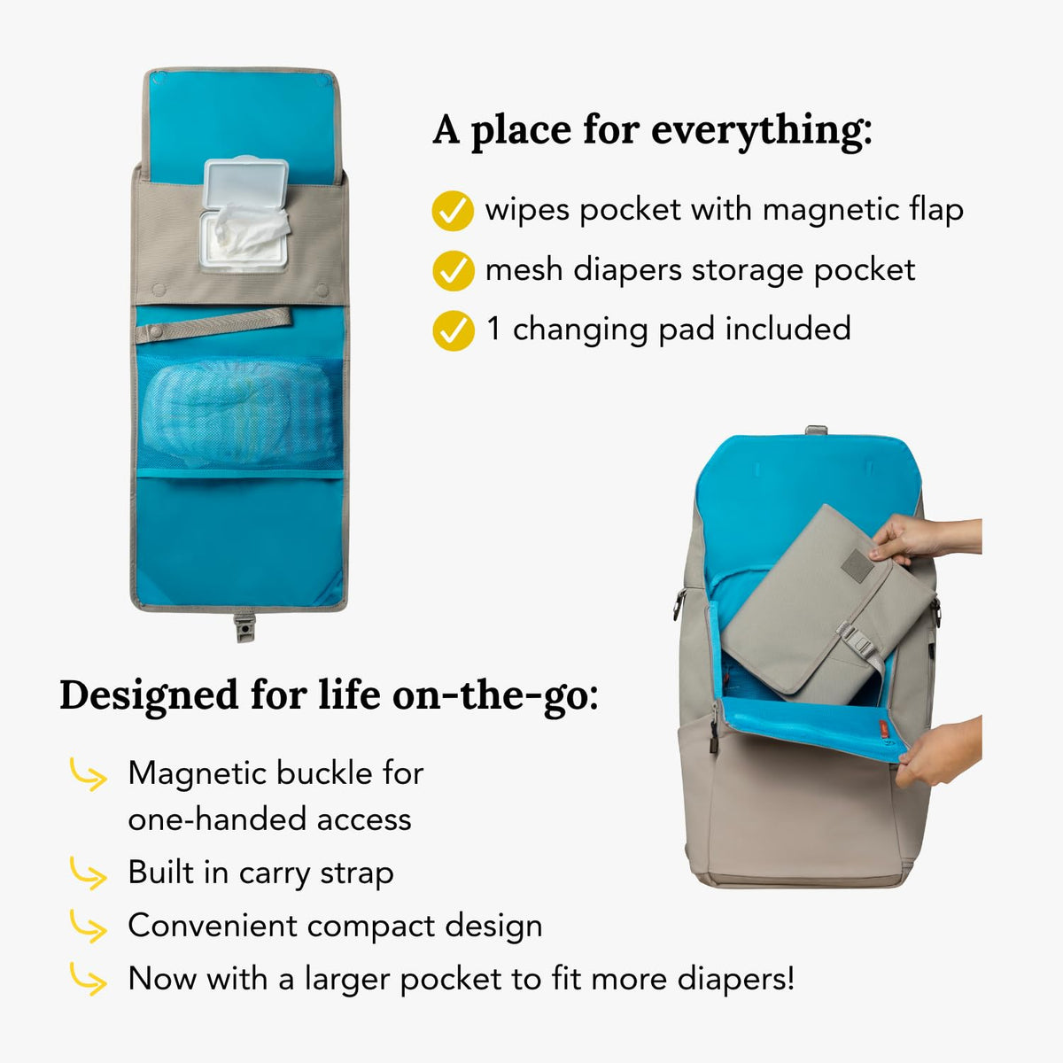 Baby Changing Wallet – Compact, Portable Diaper Changing Pad for Travel – Easy to Clean, Foldable Changing Mat – Must Have Diaper Bag Accessory for New Parents (Daybreak Taupe)