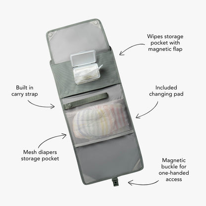 Baby Changing Wallet – Compact, Portable Diaper Changing Pad for Travel – Easy to Clean, Foldable Changing Mat – Must Have Diaper Bag Accessory for New Parents (Daybreak Taupe)