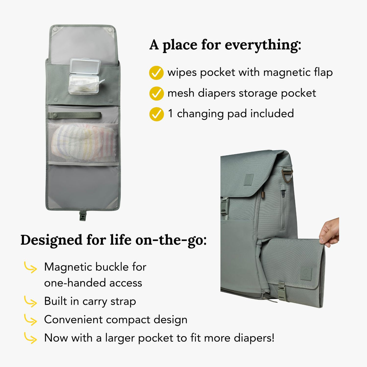 Baby Changing Wallet – Compact, Portable Diaper Changing Pad for Travel – Easy to Clean, Foldable Changing Mat – Must Have Diaper Bag Accessory for New Parents (Daybreak Taupe)