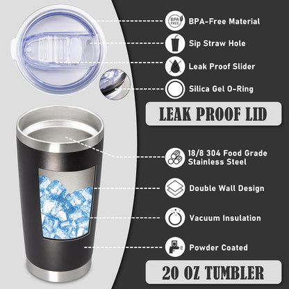 20oz Tumbler Insulated Coffee Tumblers with Lid Stainless Steel White 4P | 20 oz Tumblers Double Wall Insulated Vacuum 20oz Coffee Mug Leak Proof Tumblers with Lid Powder Coated - White 4 Pack