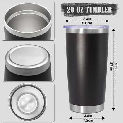 20oz Tumbler Insulated Coffee Tumblers with Lid Stainless Steel White 4P | 20 oz Tumblers Double Wall Insulated Vacuum 20oz Coffee Mug Leak Proof Tumblers with Lid Powder Coated - White 4 Pack