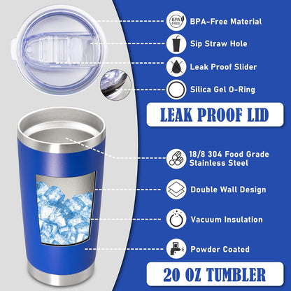 20oz Tumbler Insulated Coffee Tumblers with Lid Stainless Steel White 4P | 20 oz Tumblers Double Wall Insulated Vacuum 20oz Coffee Mug Leak Proof Tumblers with Lid Powder Coated - White 4 Pack