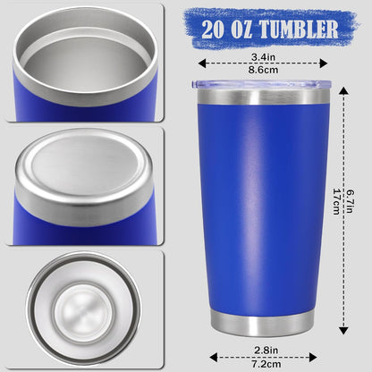 20oz Tumbler Insulated Coffee Tumblers with Lid Stainless Steel White 4P | 20 oz Tumblers Double Wall Insulated Vacuum 20oz Coffee Mug Leak Proof Tumblers with Lid Powder Coated - White 4 Pack
